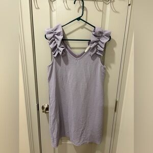 entro Lavender Ruffle Shoulder V-Neck Sleeveless Top
